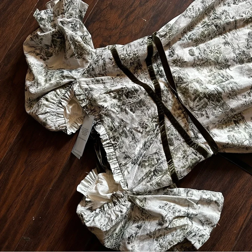 ANTONIO MELANI White and Green High Low Sundress - Picture 4 of 8